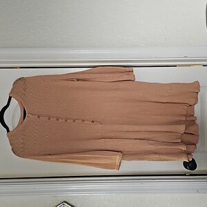 BNWOT FREE PEOPLE BEACH ORANGE 97% COTTON DROP WAIST LONG SLEEVE DRESS/COVERUP